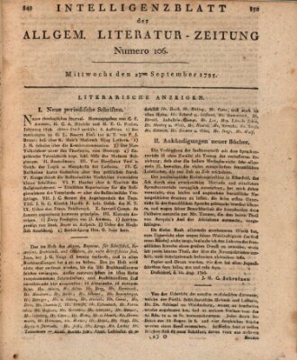 Allgemeine Literatur-Zeitung (Literarisches Zentralblatt für Deutschland) Mittwoch 23. September 1795