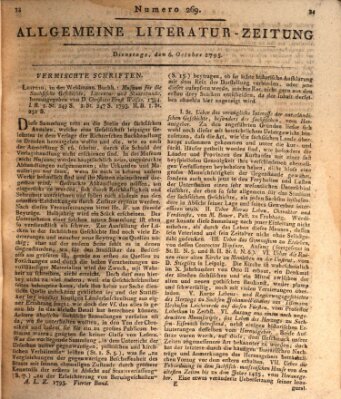 Allgemeine Literatur-Zeitung (Literarisches Zentralblatt für Deutschland) Dienstag 6. Oktober 1795