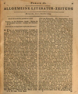 Allgemeine Literatur-Zeitung (Literarisches Zentralblatt für Deutschland) Mittwoch 7. Oktober 1795