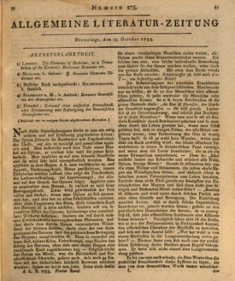 Allgemeine Literatur-Zeitung (Literarisches Zentralblatt für Deutschland) Dienstag 13. Oktober 1795