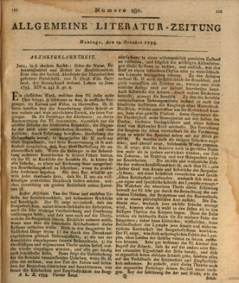 Allgemeine Literatur-Zeitung (Literarisches Zentralblatt für Deutschland) Montag 19. Oktober 1795