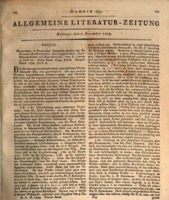 Allgemeine Literatur-Zeitung (Literarisches Zentralblatt für Deutschland) Montag 2. November 1795