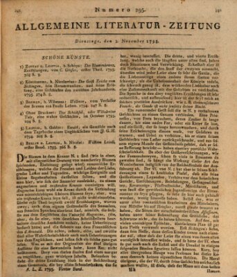 Allgemeine Literatur-Zeitung (Literarisches Zentralblatt für Deutschland) Dienstag 3. November 1795