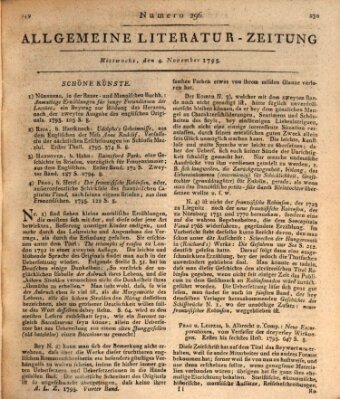 Allgemeine Literatur-Zeitung (Literarisches Zentralblatt für Deutschland) Mittwoch 4. November 1795