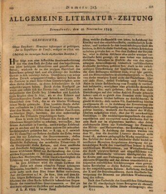 Allgemeine Literatur-Zeitung (Literarisches Zentralblatt für Deutschland) Samstag 21. November 1795