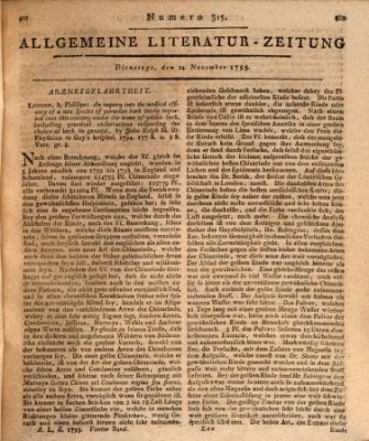 Allgemeine Literatur-Zeitung (Literarisches Zentralblatt für Deutschland) Dienstag 24. November 1795