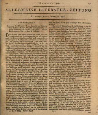 Allgemeine Literatur-Zeitung (Literarisches Zentralblatt für Deutschland) Dienstag 1. Dezember 1795