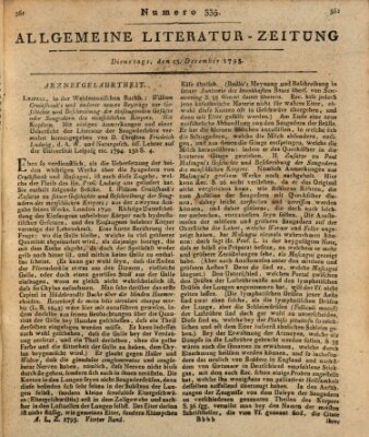 Allgemeine Literatur-Zeitung (Literarisches Zentralblatt für Deutschland) Dienstag 15. Dezember 1795