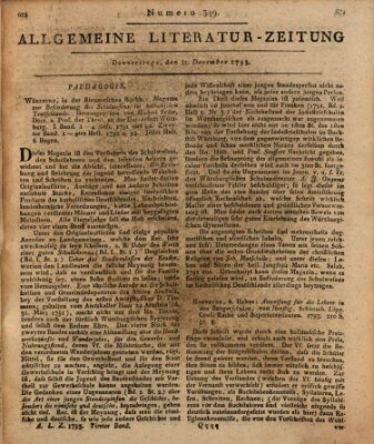 Allgemeine Literatur-Zeitung (Literarisches Zentralblatt für Deutschland) Donnerstag 31. Dezember 1795