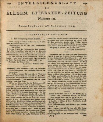 Allgemeine Literatur-Zeitung (Literarisches Zentralblatt für Deutschland) Samstag 14. November 1795