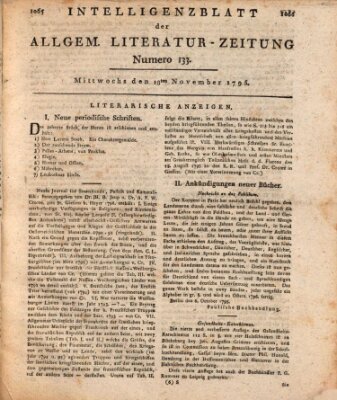 Allgemeine Literatur-Zeitung (Literarisches Zentralblatt für Deutschland) Mittwoch 18. November 1795