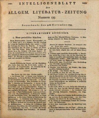 Allgemeine Literatur-Zeitung (Literarisches Zentralblatt für Deutschland) Samstag 21. November 1795