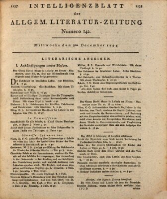 Allgemeine Literatur-Zeitung (Literarisches Zentralblatt für Deutschland) Mittwoch 2. Dezember 1795