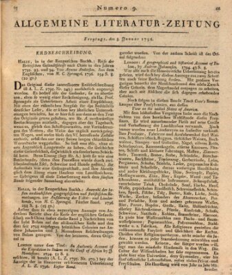 Allgemeine Literatur-Zeitung (Literarisches Zentralblatt für Deutschland) Freitag 8. Januar 1796