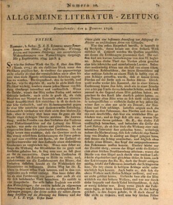 Allgemeine Literatur-Zeitung (Literarisches Zentralblatt für Deutschland) Samstag 9. Januar 1796