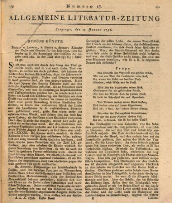 Allgemeine Literatur-Zeitung (Literarisches Zentralblatt für Deutschland) Freitag 15. Januar 1796