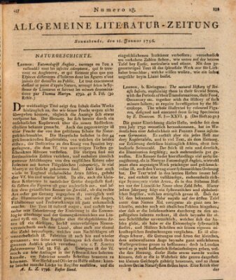 Allgemeine Literatur-Zeitung (Literarisches Zentralblatt für Deutschland) Samstag 16. Januar 1796