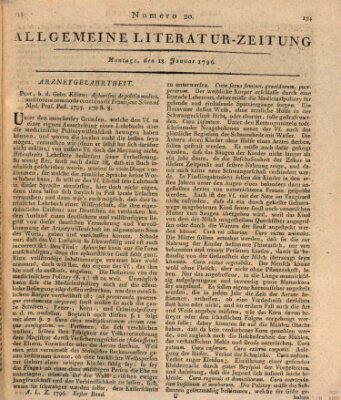 Allgemeine Literatur-Zeitung (Literarisches Zentralblatt für Deutschland) Montag 18. Januar 1796