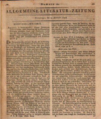 Allgemeine Literatur-Zeitung (Literarisches Zentralblatt für Deutschland) Dienstag 19. Januar 1796