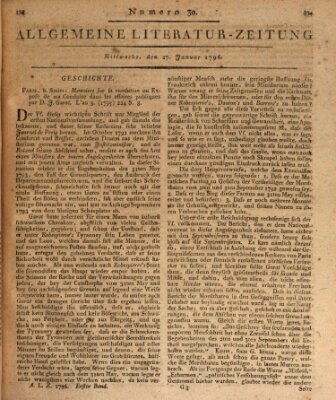 Allgemeine Literatur-Zeitung (Literarisches Zentralblatt für Deutschland) Mittwoch 27. Januar 1796