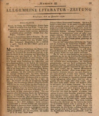 Allgemeine Literatur-Zeitung (Literarisches Zentralblatt für Deutschland) Freitag 29. Januar 1796