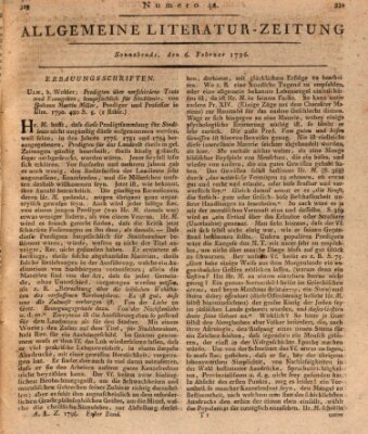 Allgemeine Literatur-Zeitung (Literarisches Zentralblatt für Deutschland) Samstag 6. Februar 1796