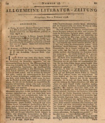 Allgemeine Literatur-Zeitung (Literarisches Zentralblatt für Deutschland) Dienstag 9. Februar 1796