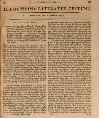 Allgemeine Literatur-Zeitung (Literarisches Zentralblatt für Deutschland) Mittwoch 10. Februar 1796