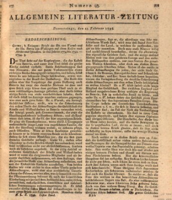 Allgemeine Literatur-Zeitung (Literarisches Zentralblatt für Deutschland) Donnerstag 11. Februar 1796