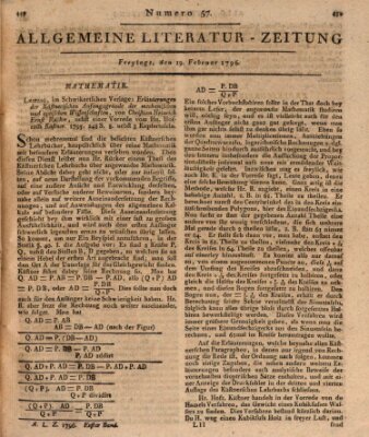 Allgemeine Literatur-Zeitung (Literarisches Zentralblatt für Deutschland) Freitag 19. Februar 1796