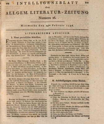 Allgemeine Literatur-Zeitung (Literarisches Zentralblatt für Deutschland) Mittwoch 24. Februar 1796