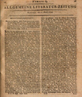 Allgemeine Literatur-Zeitung (Literarisches Zentralblatt für Deutschland) Dienstag 1. März 1796