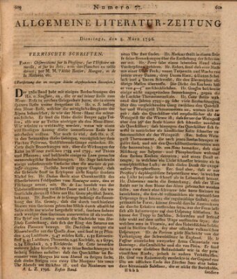 Allgemeine Literatur-Zeitung (Literarisches Zentralblatt für Deutschland) Dienstag 8. März 1796