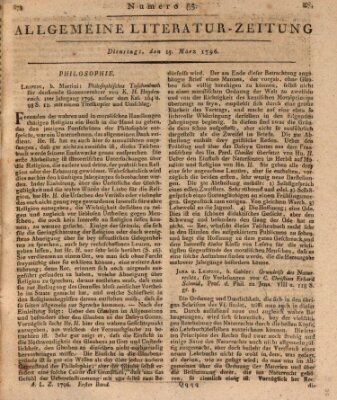 Allgemeine Literatur-Zeitung (Literarisches Zentralblatt für Deutschland) Dienstag 15. März 1796