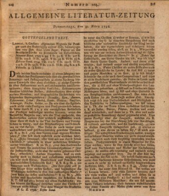 Allgemeine Literatur-Zeitung (Literarisches Zentralblatt für Deutschland) Donnerstag 31. März 1796