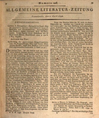 Allgemeine Literatur-Zeitung (Literarisches Zentralblatt für Deutschland) Samstag 2. April 1796