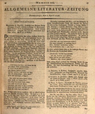 Allgemeine Literatur-Zeitung (Literarisches Zentralblatt für Deutschland) Donnerstag 7. April 1796