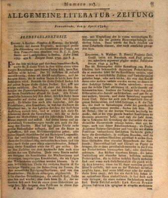 Allgemeine Literatur-Zeitung (Literarisches Zentralblatt für Deutschland) Samstag 9. April 1796