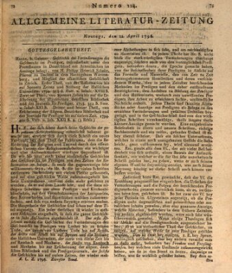 Allgemeine Literatur-Zeitung (Literarisches Zentralblatt für Deutschland) Montag 11. April 1796