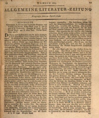 Allgemeine Literatur-Zeitung (Literarisches Zentralblatt für Deutschland) Freitag 22. April 1796