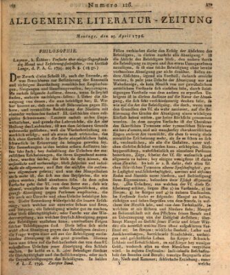 Allgemeine Literatur-Zeitung (Literarisches Zentralblatt für Deutschland) Montag 25. April 1796