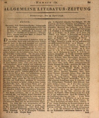 Allgemeine Literatur-Zeitung (Literarisches Zentralblatt für Deutschland) Donnerstag 28. April 1796