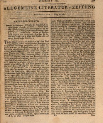 Allgemeine Literatur-Zeitung (Literarisches Zentralblatt für Deutschland) Mittwoch 11. Mai 1796