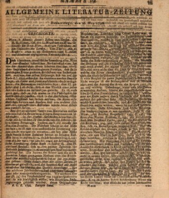 Allgemeine Literatur-Zeitung (Literarisches Zentralblatt für Deutschland) Donnerstag 26. Mai 1796