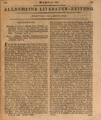 Allgemeine Literatur-Zeitung (Literarisches Zentralblatt für Deutschland) Donnerstag 2. Juni 1796