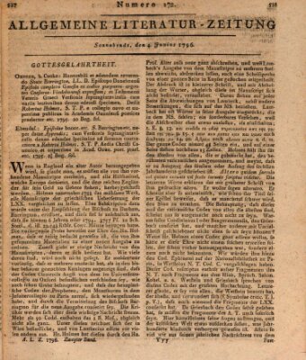 Allgemeine Literatur-Zeitung (Literarisches Zentralblatt für Deutschland) Samstag 4. Juni 1796