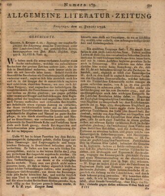 Allgemeine Literatur-Zeitung (Literarisches Zentralblatt für Deutschland) Freitag 10. Juni 1796