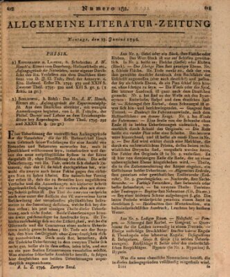 Allgemeine Literatur-Zeitung (Literarisches Zentralblatt für Deutschland) Montag 13. Juni 1796