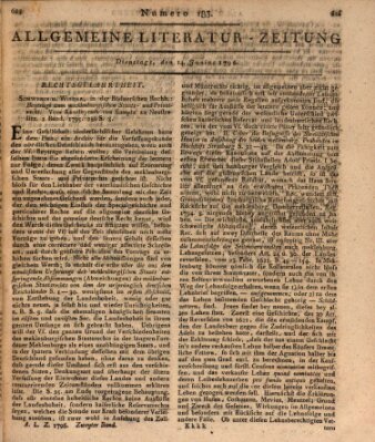 Allgemeine Literatur-Zeitung (Literarisches Zentralblatt für Deutschland) Dienstag 14. Juni 1796