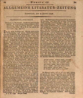 Allgemeine Literatur-Zeitung (Literarisches Zentralblatt für Deutschland) Samstag 18. Juni 1796